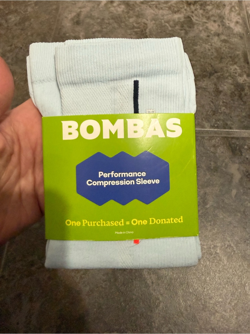 Bombas Women’s Performance Compression Calf Sleeve - Light Blue with Stripe